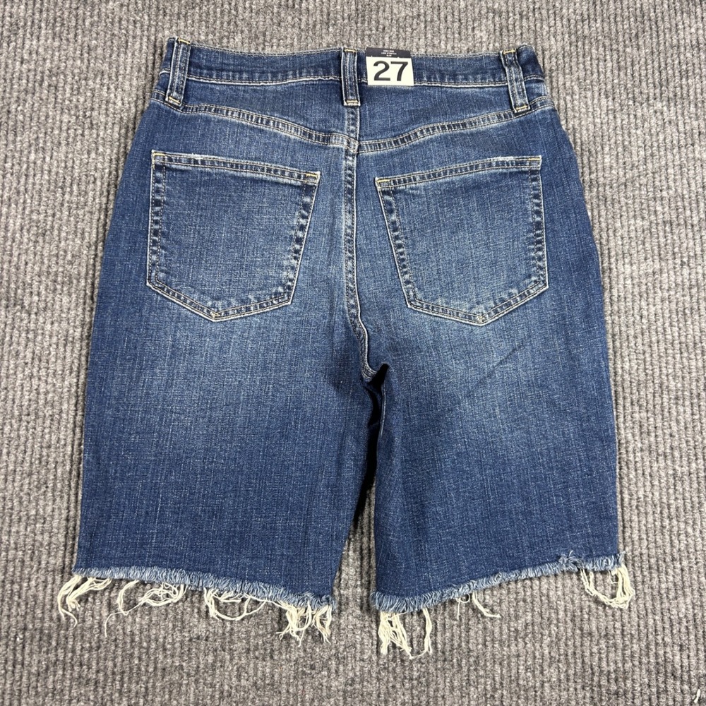 Gap Shorts Women's 27 4R Bermuda High Rise Blue Denim Raw Hem Casual NWT